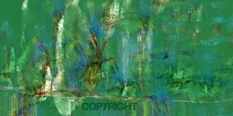 IPad-kunst, gemaakt met Procreate, semi-abstract, moeraslandschap