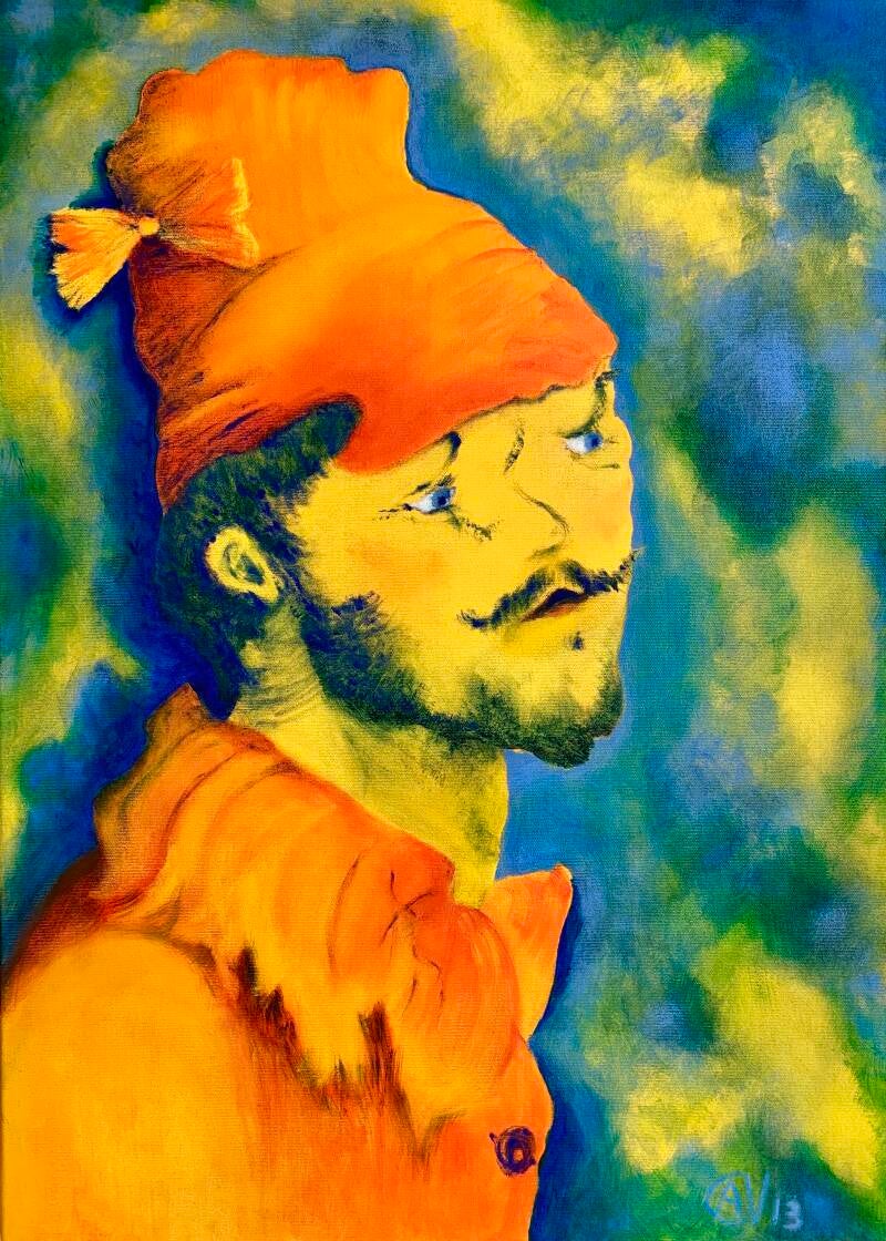 Clown, acrylverf op doek, 70x50cm