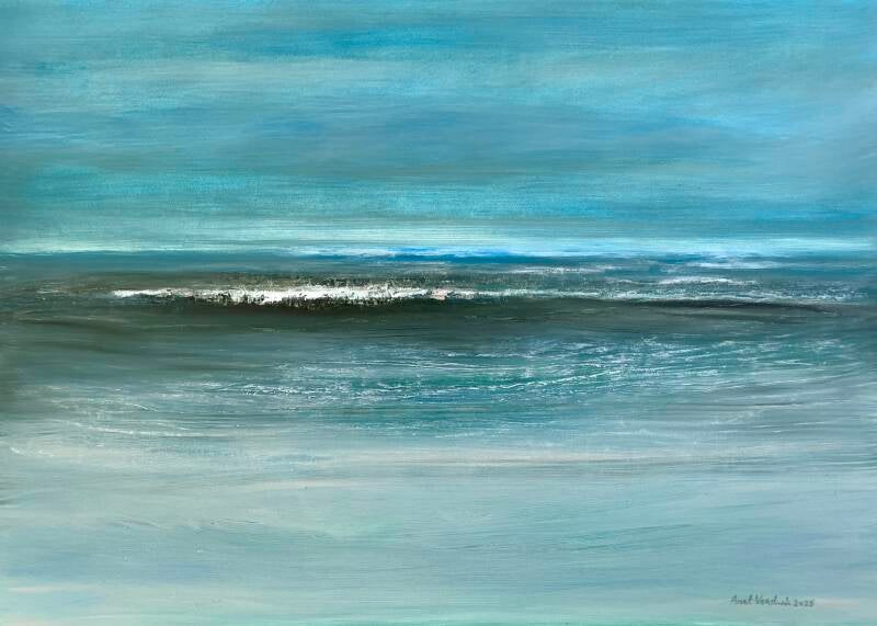 Golf, olieverf op gessobord, 50x70cm