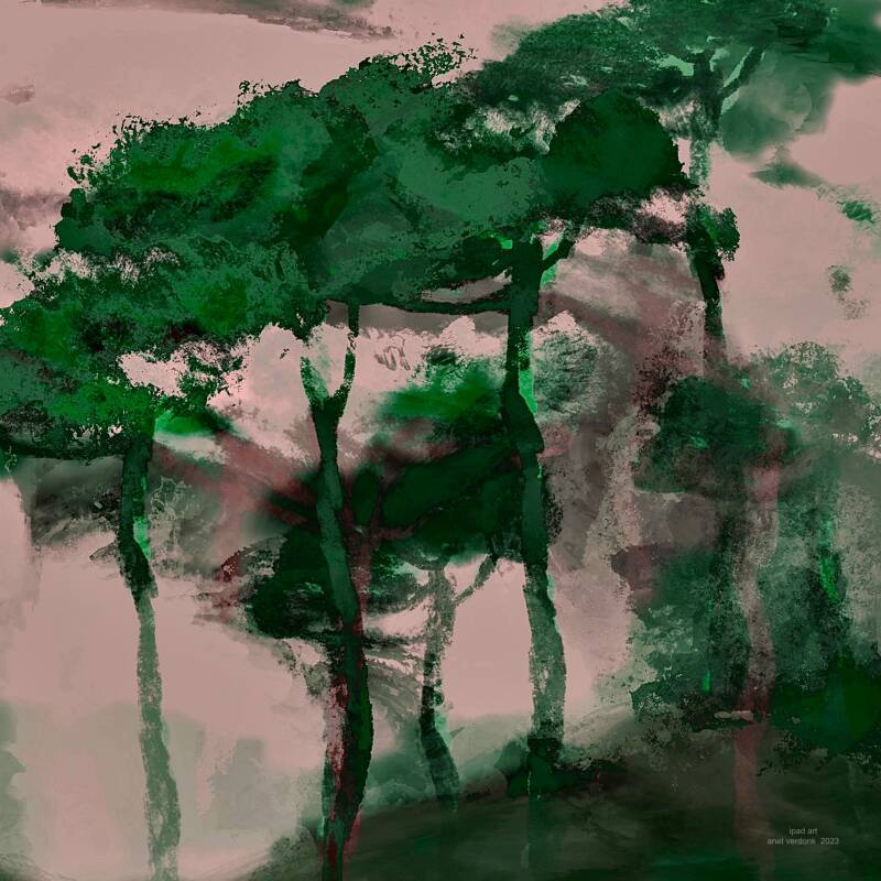 Parasoldennen, digitale kunst, 30x30cm