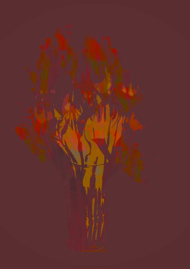 Tulpen in vaas II, digitale kunst, 45x30cm