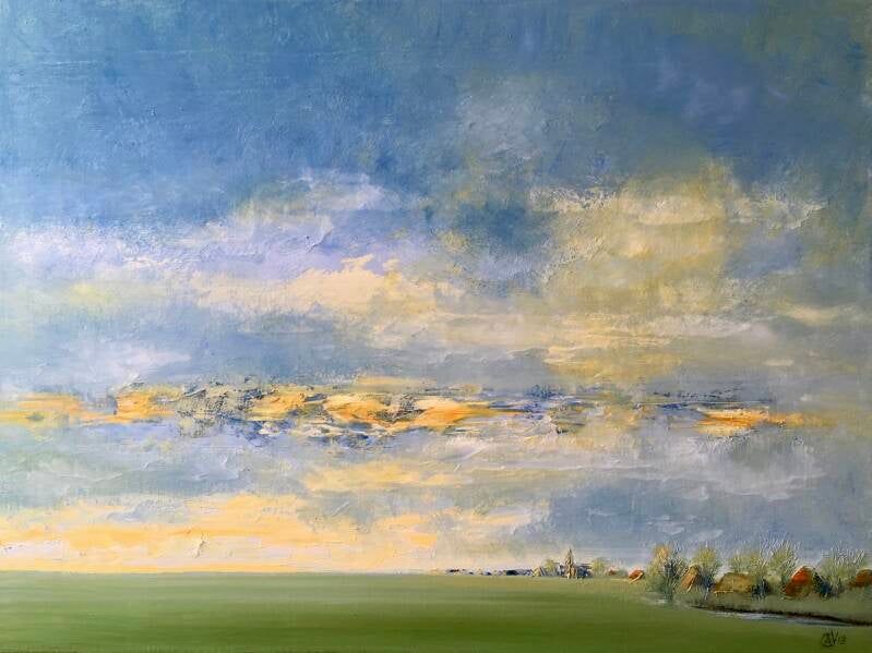 Noord-Hollands landschap, olieverf op doek, 60x80cm
