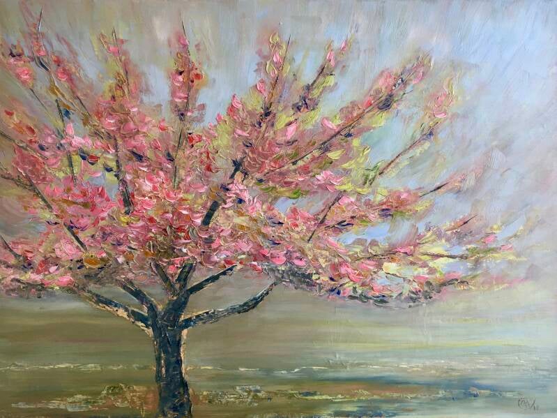 Oude bloesemboom, olieverf op doek, 60x80cm (verkocht)