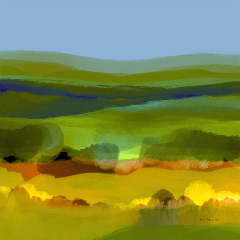 Herfstig heuvellandschap, digitale kunst, 30x30cm