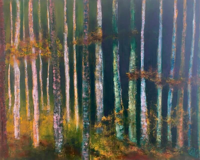 Boomstammen, olieverf op doek, 40x50cm (eigen collectie)