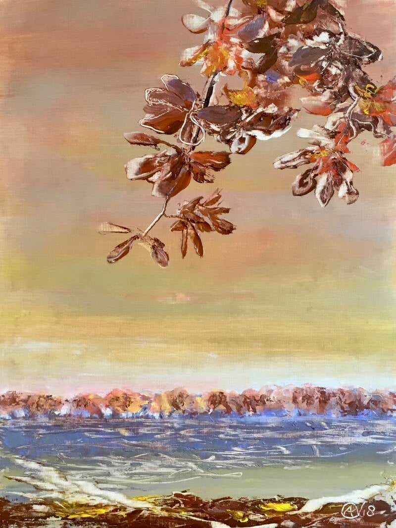 Herfstlandschap, olieverf op papier, 40x30cm (verkocht)