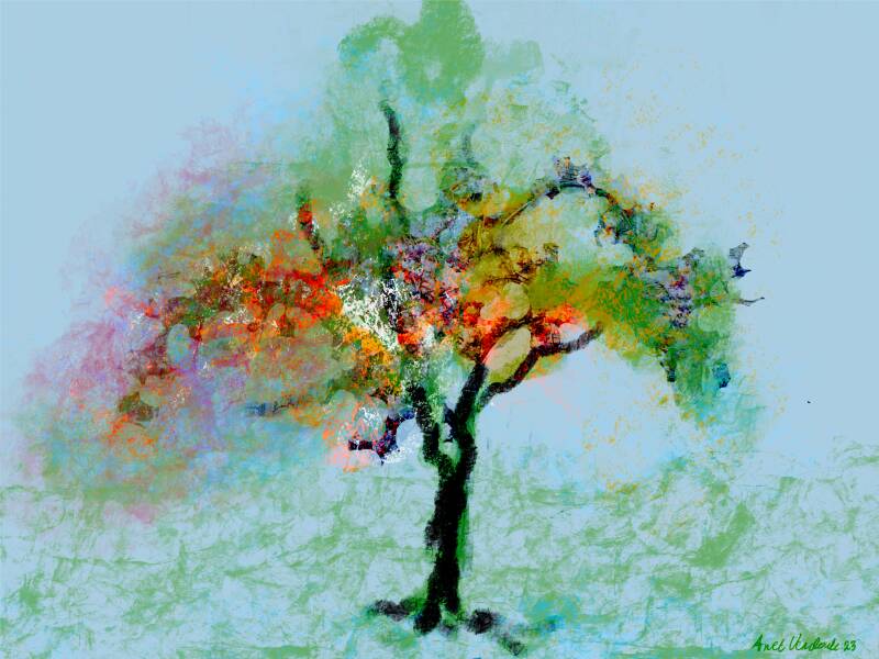 Bloesemboompje, digitale kunst, 60x80cm (verkocht)