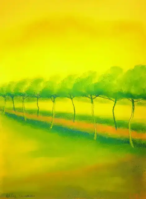 Parasoldennnen, pastelkrijt op papier, 29,7x42cm (verkocht)