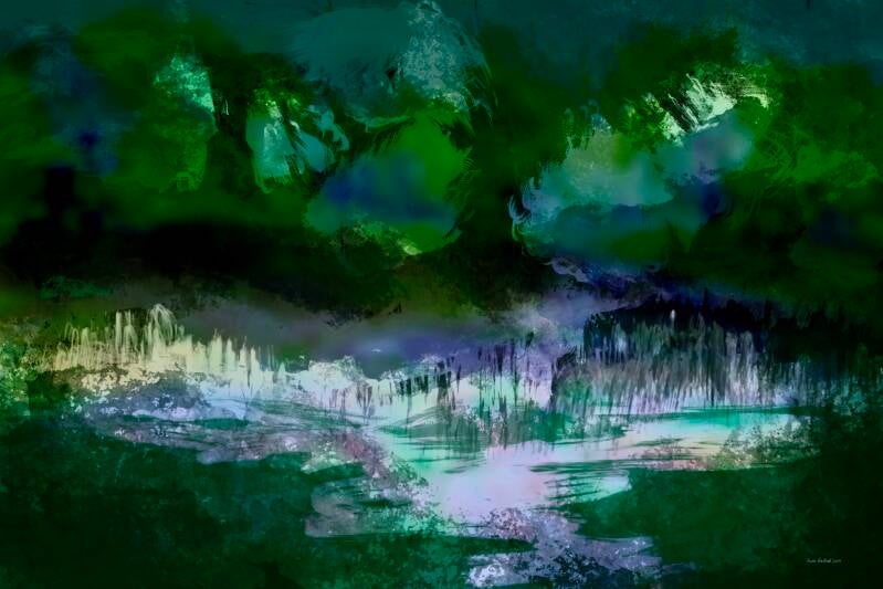 Het bos in, digitale kunst, 30x45cm