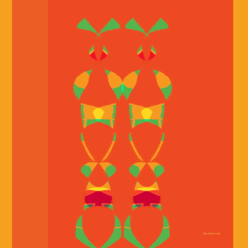 Acrobatiek van vlinders I, digitale kunst, 30x30cm