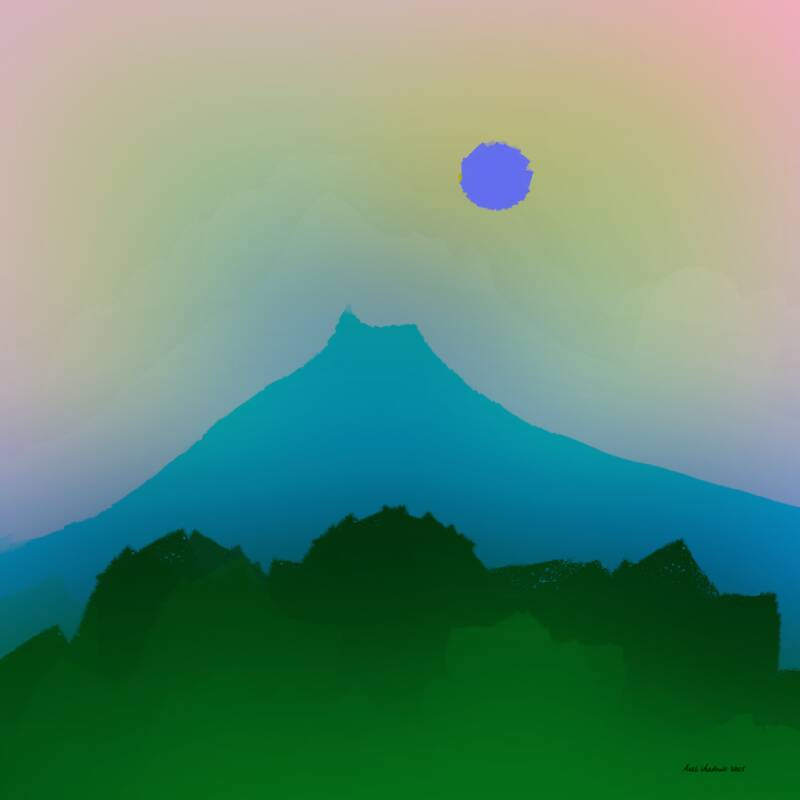 Maan en vulkaan II, digitale kunst, 50x50cm