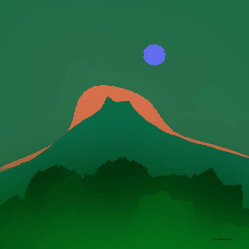 Maan en vulkaan I, digitale kunst, 50x50cm