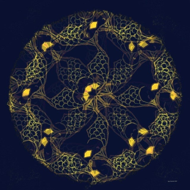 Imperfect roosvenster, digitale kunst, afgedrukt op keramiek