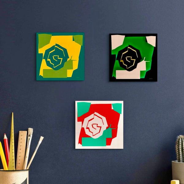 Drie wandtegels. Serie ‘L’Escargot/de Slak’.