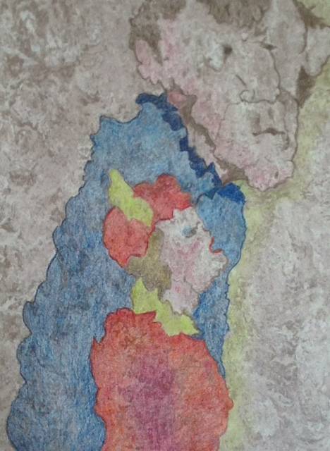 Ongelijk paar I (2012) kleurpotlood op papier