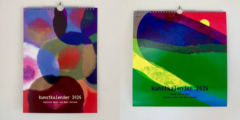 Kunstkalenders 2026 met digitaal werk van Anet Verdonk