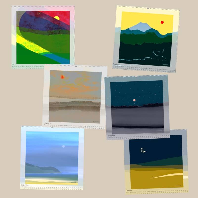 Kunstkalender 2026 landschappen geïnspireerd door Etel Adnan