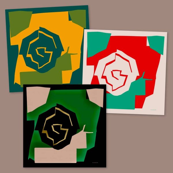 Drie wandtegels. Serie ‘L’Escargot/de Slak’.