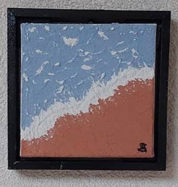 009 Strand met golf 15x15cm