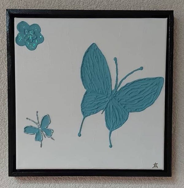 039 2 Blue Butterflies 30x30cm