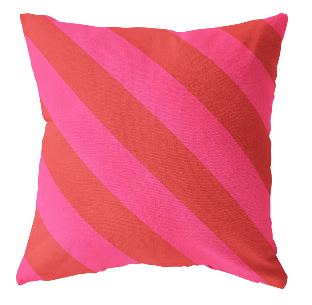 Buitenkussen gestreept rood roze