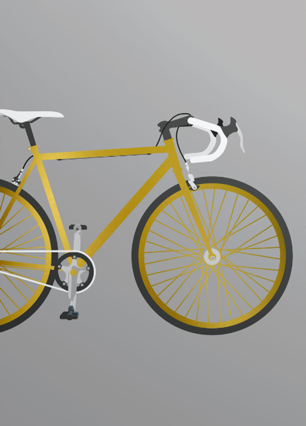 Art print A3 Fiets goud