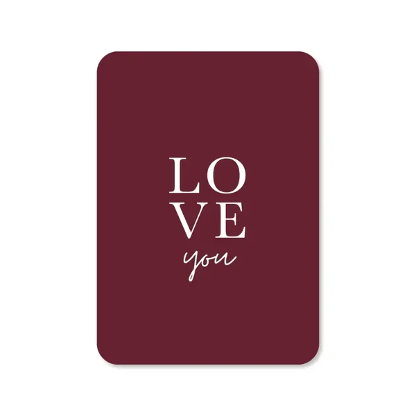 Wenskaart Love You burgundy rood