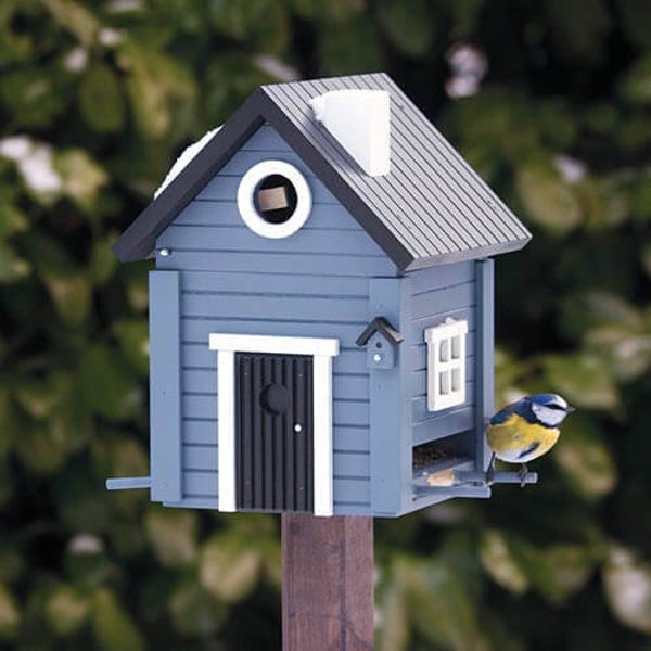 Zweeds vogel- en voederhuisje blauw