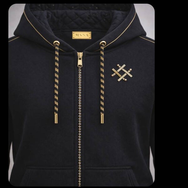 hoodie met gouden ritssluiting