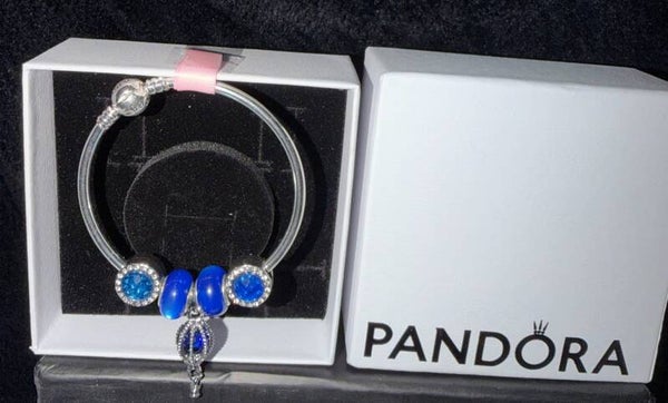 BLUE CRYSTAL CHARM BRACELET