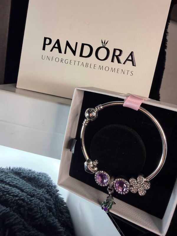 PURPLE FLORAL CHARM BRACELET