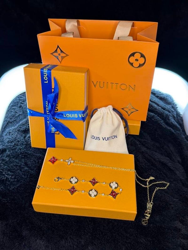 RED MONOGRAM JEWELRY SET – NECKLACE & BRACELET
