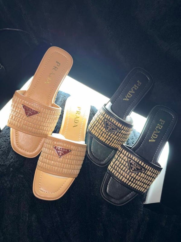 WOVEN LUXE SLIDES- 2 COLORES