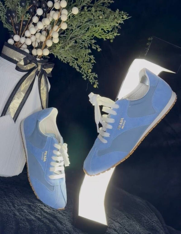 PRADA SKY BLUE LOW-TOP SNEAKERS