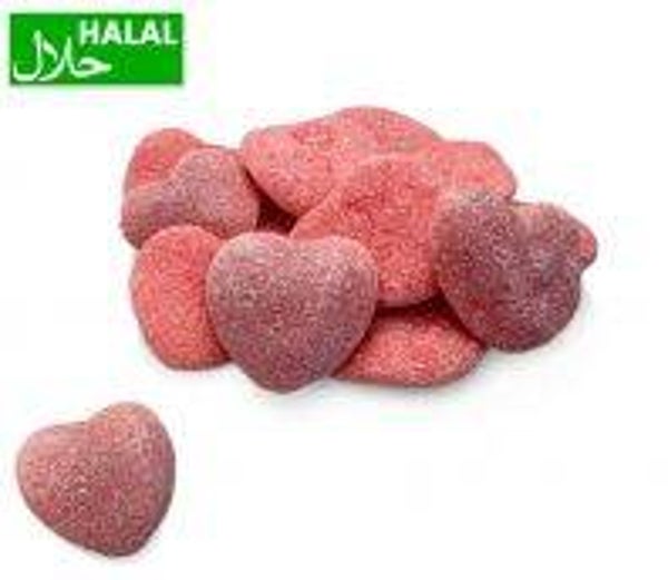 Hartjes Rood Zuur gevuld per 100 gram