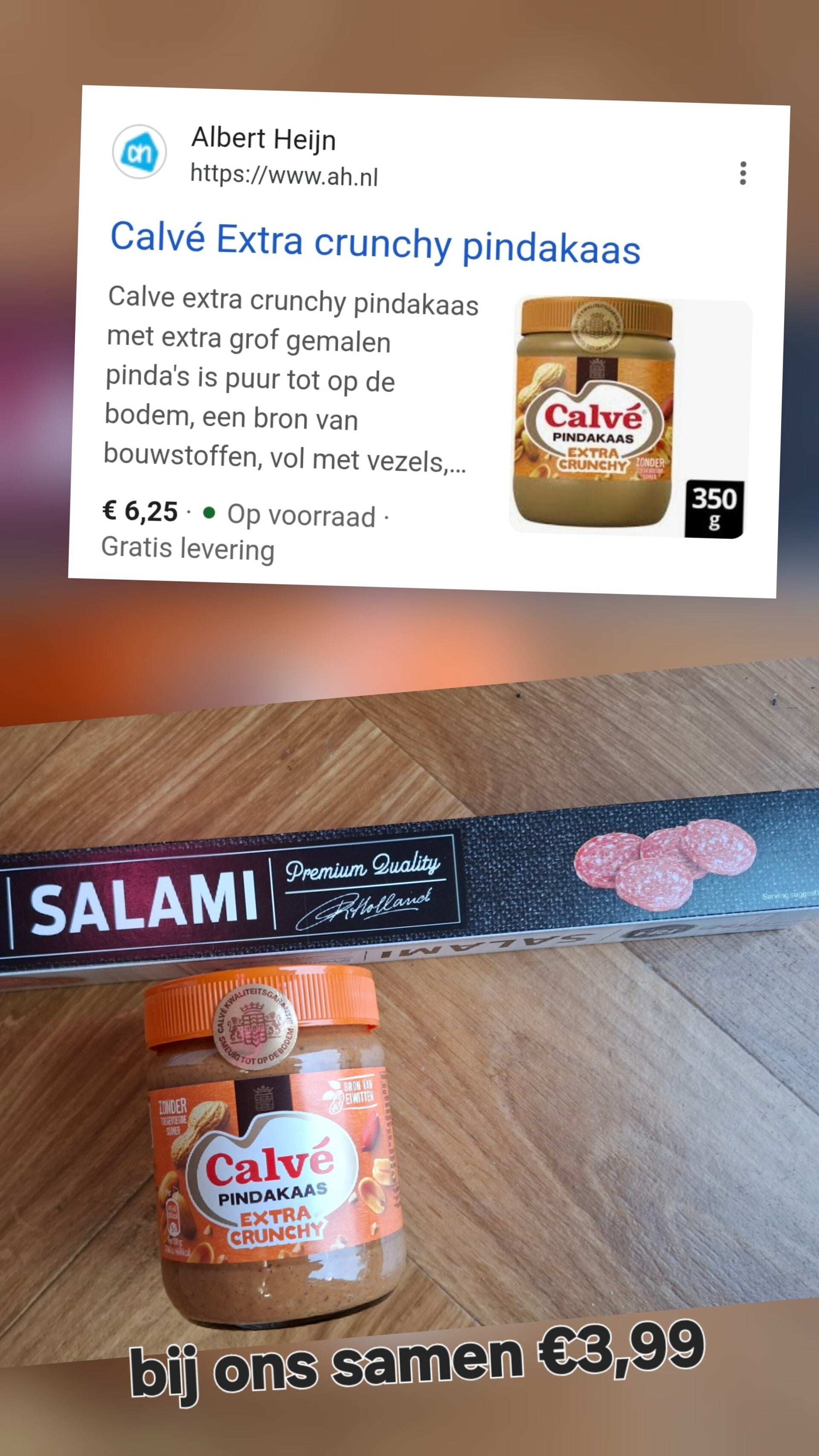 Calvé Pindakaas Extra Crunchy  / Salami Deal