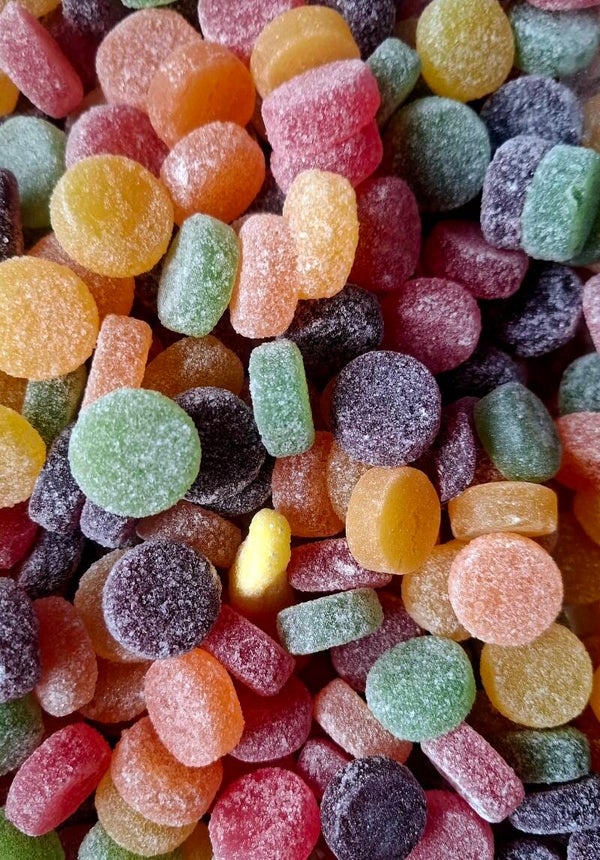 Buttons gesuikerd multicolors per 100 gram