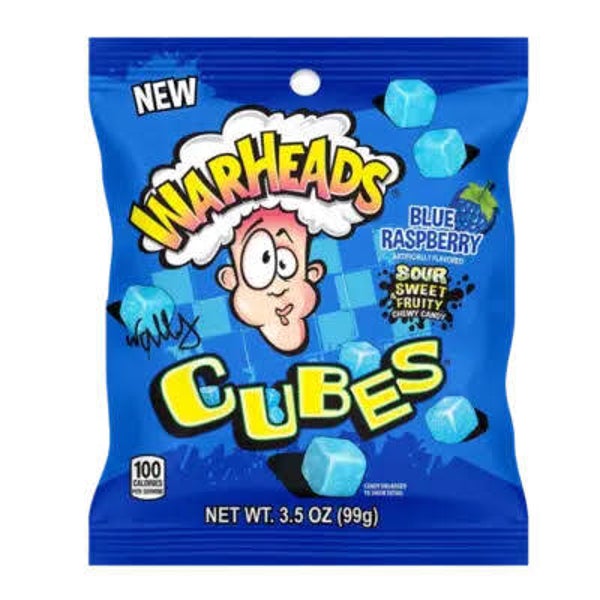 Warheads Cubes Sour Fruity Raspberry 99 gram