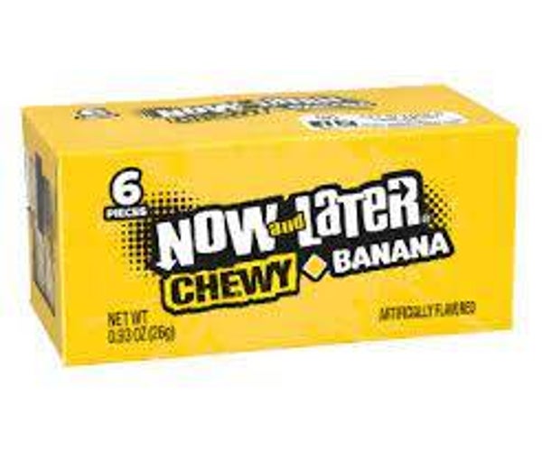 Now and Later Banana 26 gr ( 6 stuks in doosje )
