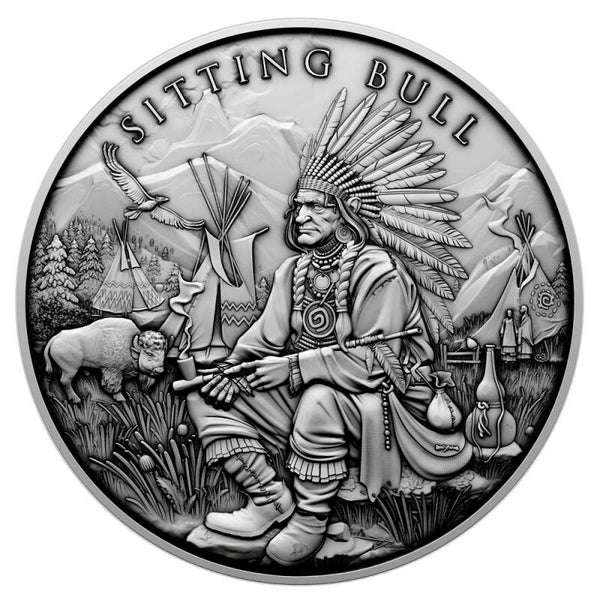 Legendary Warriors - Sitting Bull - 1 oz Silber Antik Finish