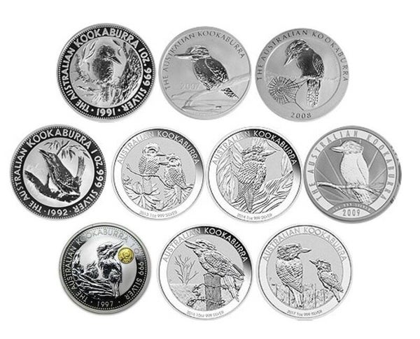 10x1 OZ Kookaburra Silbermünzen Div.*