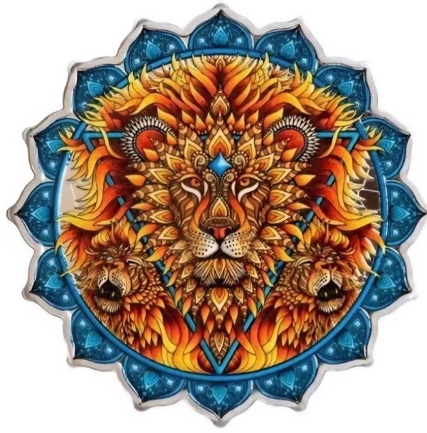 Lion of The 5TH Chakra Löwe 2 Oz Silber Münze 5$ Solomon Islands 2023