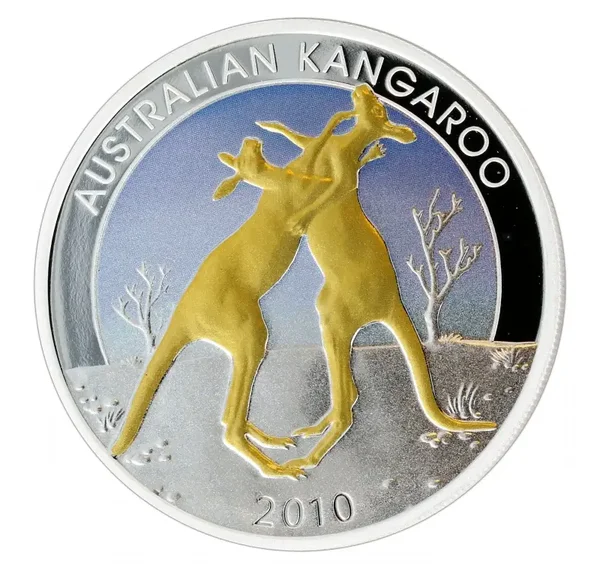2010 Australien – Känguru 1 oz Silber vergoldet*