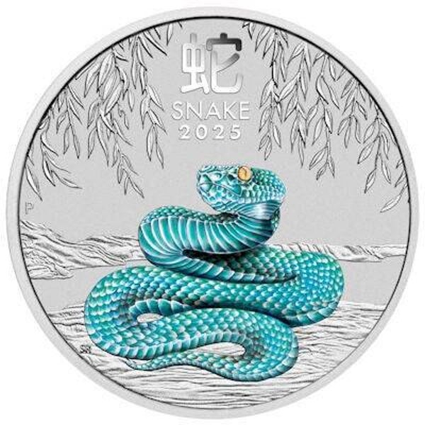 Australien - 0,25 AUD Lunar III Schlange 2025 - 1/4 Oz Silbermünze Color