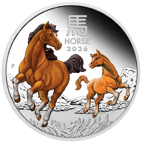 Australien – Lunar Serie III „Jahr des Pferdes“ 2026 (Silbermünze, Proof / PP, Farbe)