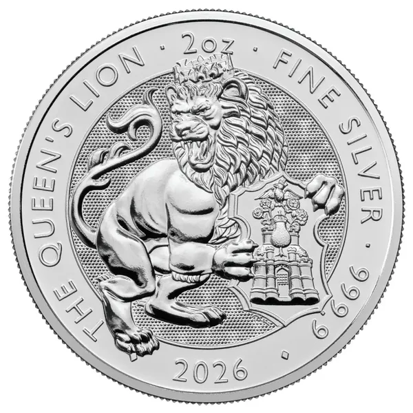 Die königlichen Tudor-Bestien – Der Löwe der Königin (2026)  2 oz Silbermünze • The Royal Mint