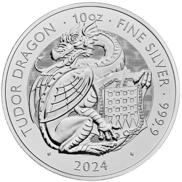 Königliche Tudor-Bestien Der Tudor-Drache 10 oz Silbermünze 2024*