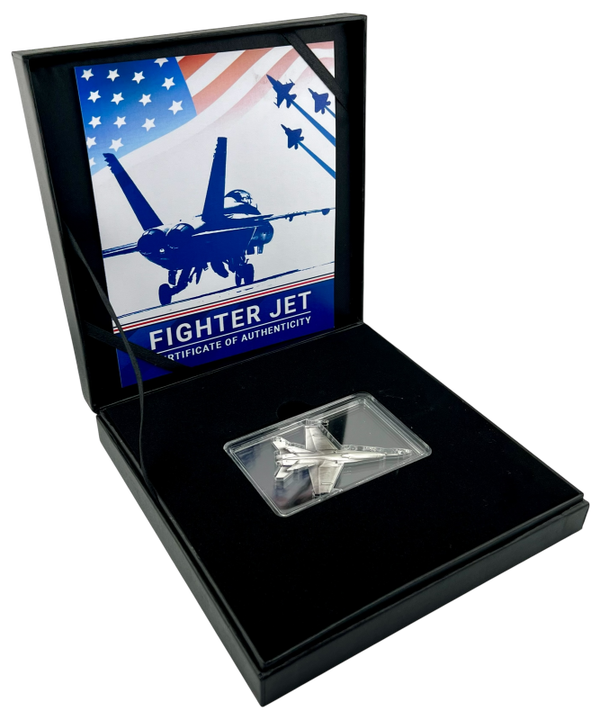 Liberia 2025 – Silbermünze in Kampfjet-Form, 1 oz Ag 999, Antik-Finish