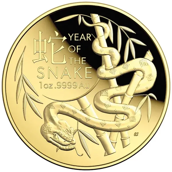 Lunar Schlange 2025 – 100 AUD Goldmünze, Australien PP**