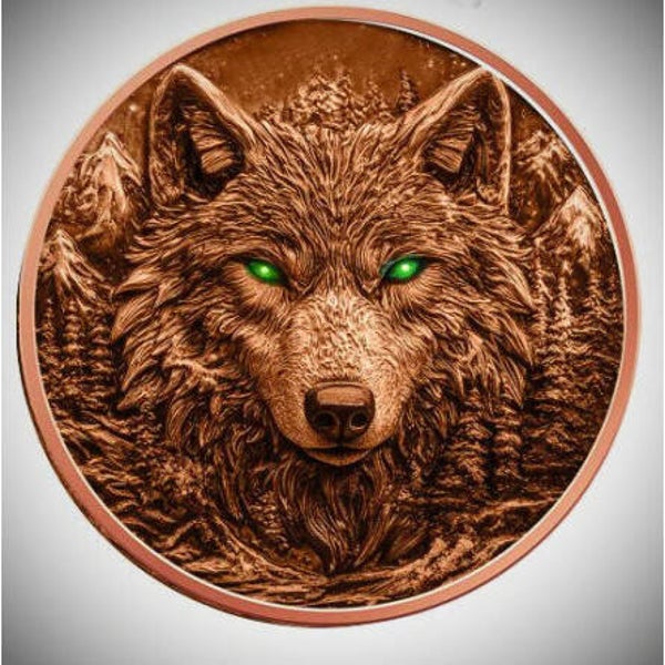 5 oz Kupfer Round - DARK WOLF - GLOW-in-the-DARK